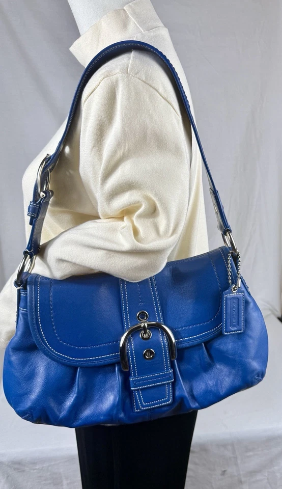😎😎😎 De colección Coach Azul Cobalto Soho Solapa Cuero Y2K con Hebilla Bolso de Hombro F15204 Foto 2 de 4
