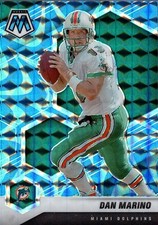 2021 Panini Mosaic #123 Dan Marino Prizm Reactive Blue Miami Dolphins