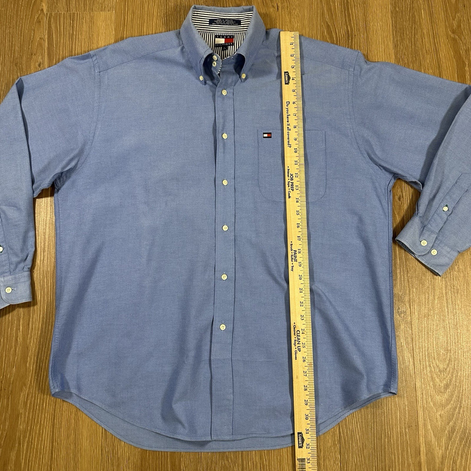 Tommy Hilfiger Men’s L Blue Oxford Button Down Shirt Logo Pocket thumbnail 6