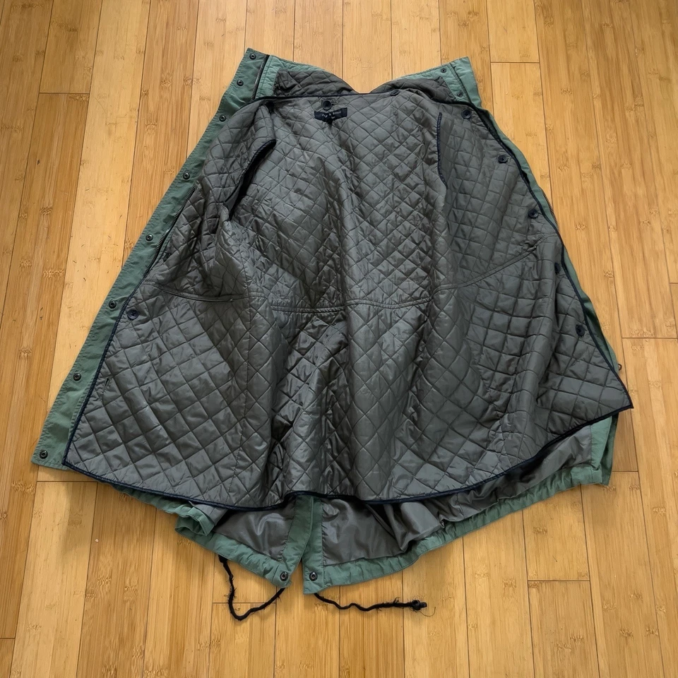 Vintage Rag & Bone Parka Jacket Womens Small Military Green Quilted Merino Wool - Image 3 of 4