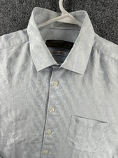 Givenchy Blue Floral Button Up Shirt Logo Pocket Size 105 Superfine Jacquard
