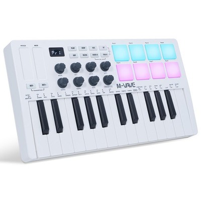M-VAVE 25 Keys 8 Backlit Drum Pads MIDI Keyboard   Professional Beat Maker and K