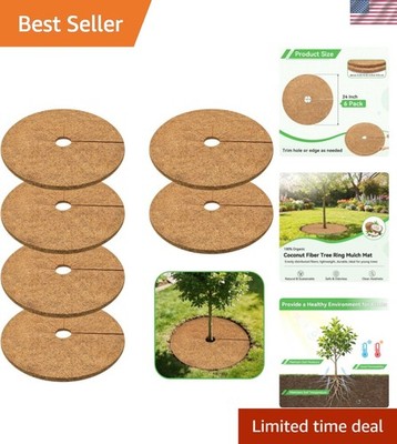 Coconut Fiber, 24 Inch Coco Coir Tree Ring Mulch Mat, 100% Natural Tree Prote...