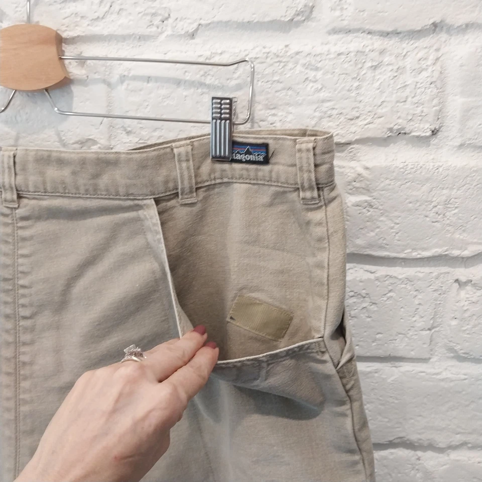 Pantalones Cortos De Colección Años 90 Patagonia Lona Hombres 40 Gris Beige Verde Sobre la Rodilla 5" Entrepierna Foto 2 de 4