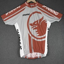 Mad Dogg Athletics Spinning Large VF-1 Wolfpack Cycling Jersey Red Gray USA Made