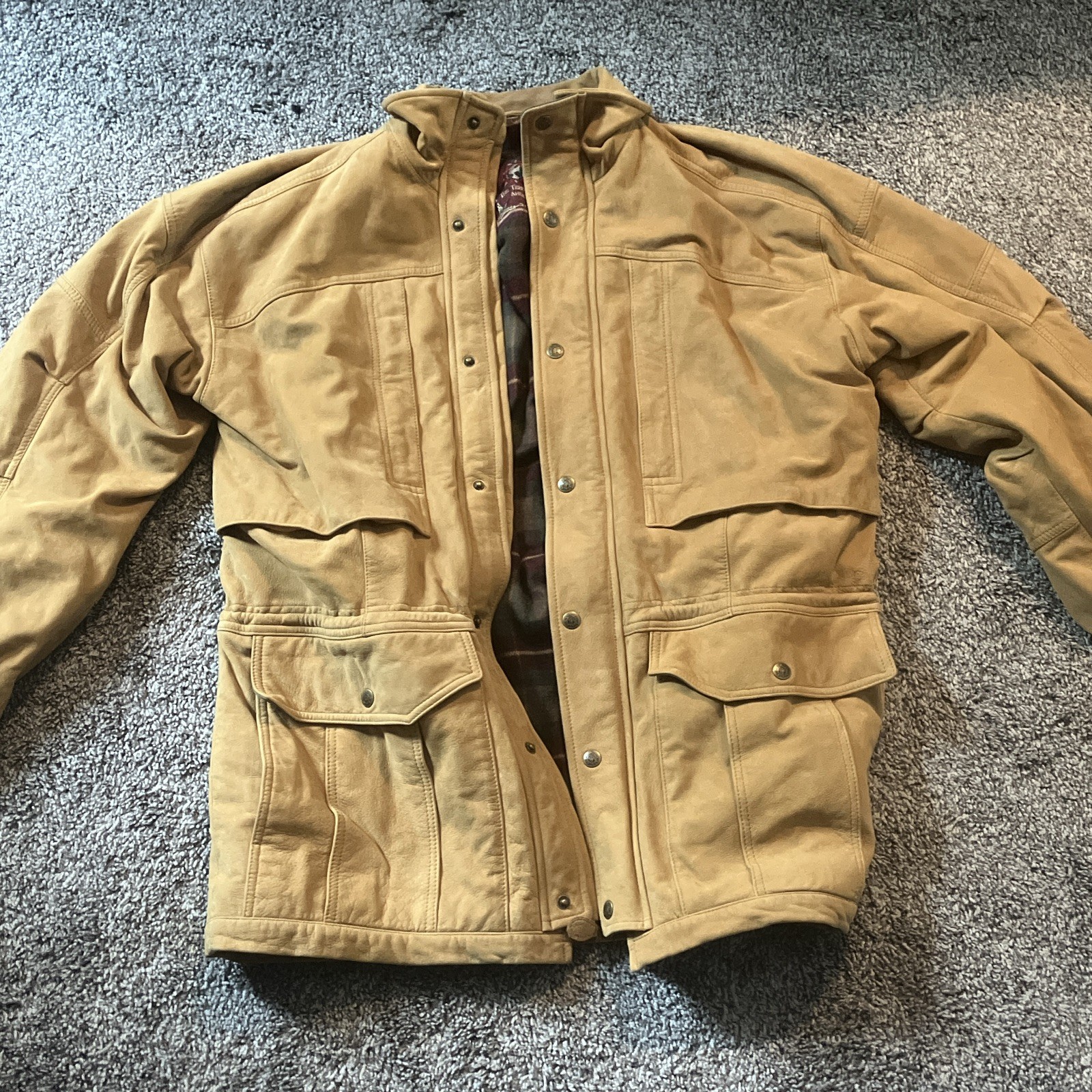 The Territory Ahead Men's Tan Field Jacket Cotton Lined Plaid Pockets S