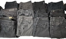 7 Pairs Black Denim Jeans Trashed Destroyed Scrap Craft DIY Upcycle Job Lot