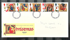UK FDC First Day Cover Christmas 1991 Stamps Postmark No46