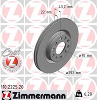 2X Zimmermann Bremsscheibe Coat Z 110.2225.20 FüR Giulia Alfa Stelvio 952ABA25B
