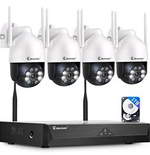 Jennov?5MP+360�PTZ?Wireless Security Camera System, 10CH NVR with 1TB HDD4PCS P