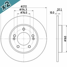 HELLA Brake Disc Rear Fits Hyundai i30 Kia Ceed ProCeed XCeed 8DD 355 126-501