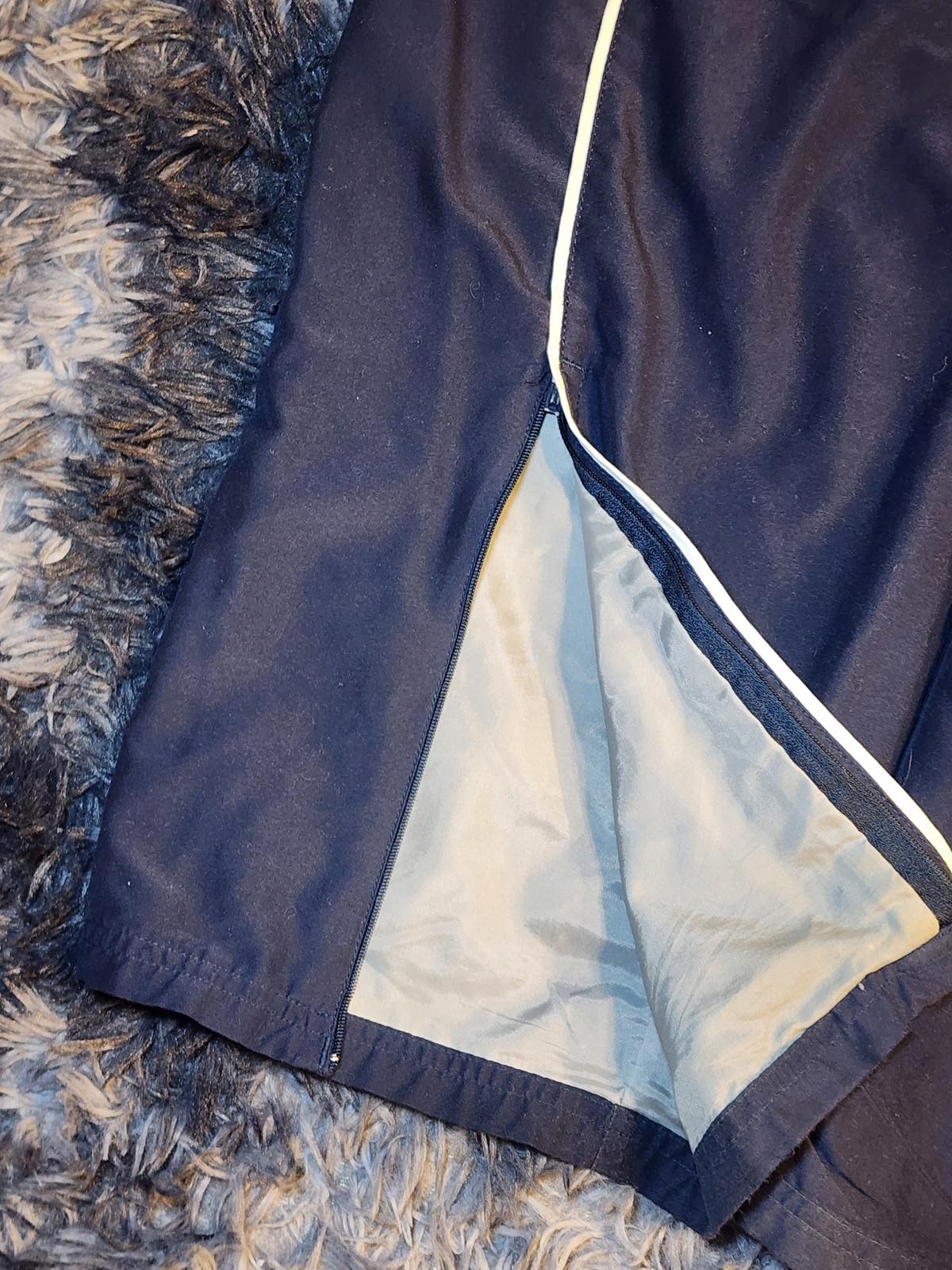 VTG Y2K Reebok Track Pants Wide-leg Ankle Zip Men's L Baggy Striped Blue Fleece thumbnail 9