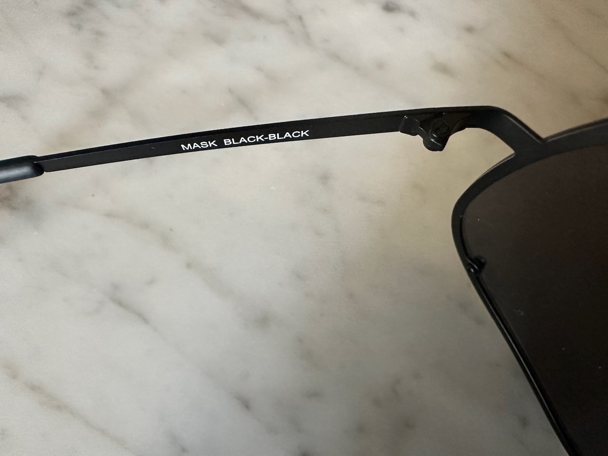 Rick Owens Steel Frame Black Shield Sunglasses with Leather Case