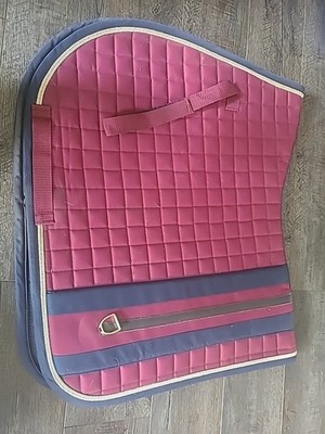 Laurie Garrelli General Purpose Saddle Pad Maroon and Navy With Stirrup