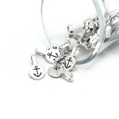 Silver Glue-On Anchor Jewelry Bails, 18x10mm - US Seller