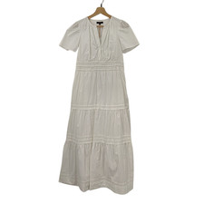 Quince Women 100% Organic Cotton Poplin Tiered Maxi Dress White XS