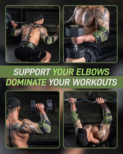 5mm Neoprene Weight Lifting Elbow Sleeves for Men (1 Pair), Olive Green, M (9... - Picture 4 of 6