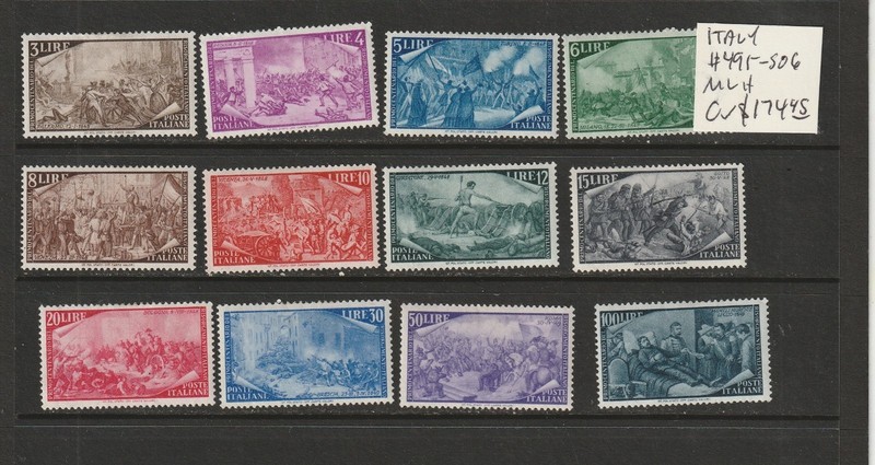 Italy #495-506 MLH  CV $174.45
