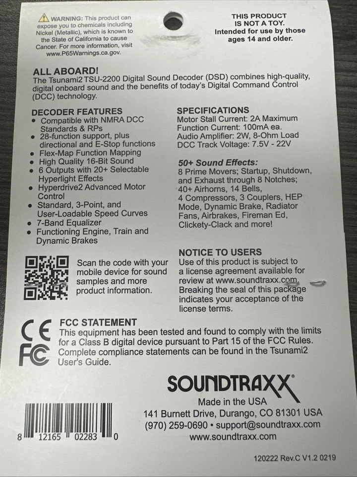 Soundtraxx #885006 Tsunami 2 Model TSU-2200 Digital Sound Decoder - GE Diesels - Image 3 of 3