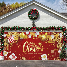 Merry Christmas Garage Door Banner - 6x13 Ft Holiday Wall Decoration