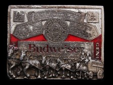 LL31140 VINTAGE 1970s BERGAMOT BUDWEISER CLYDESDALES BEER BELT BUCKLE