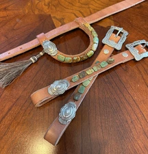 Genuine Turquoise Single One Ear Headstall Horsehair Tassel New Custom Designed