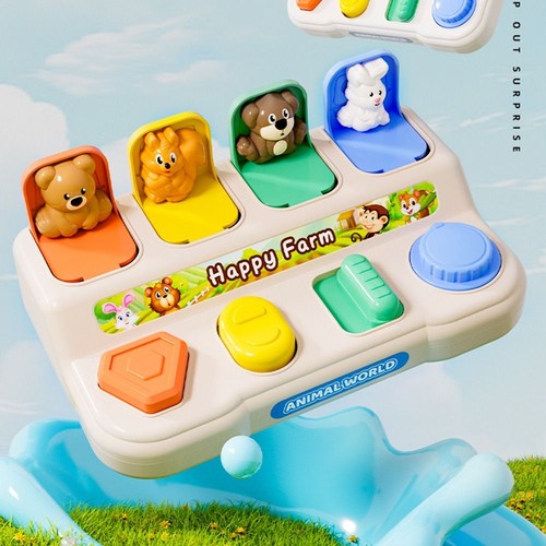 Multicolor Pop Up Animales Juguete Dibujos Animados Animal Interruptor Caja Juguete Niños Juguete - Imagen 6 de 12