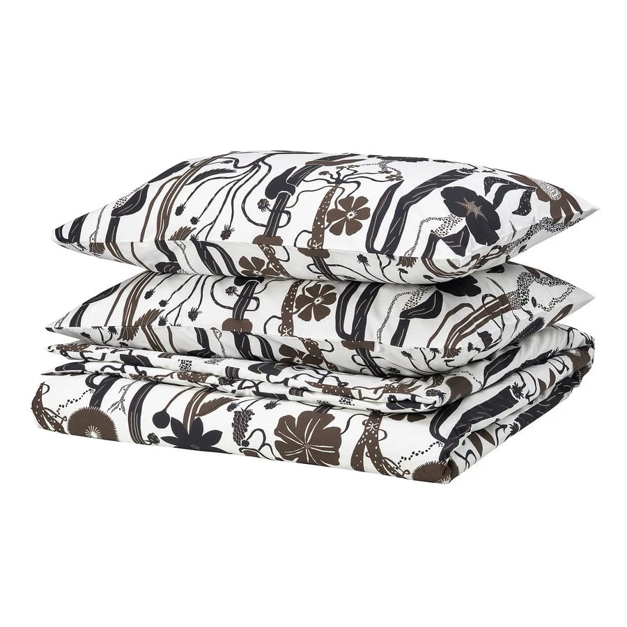 IKEA LUNDSKAFTING Full / Queen Duvet Set White/Black/Brown 306.063.66 - Image 2 of 4