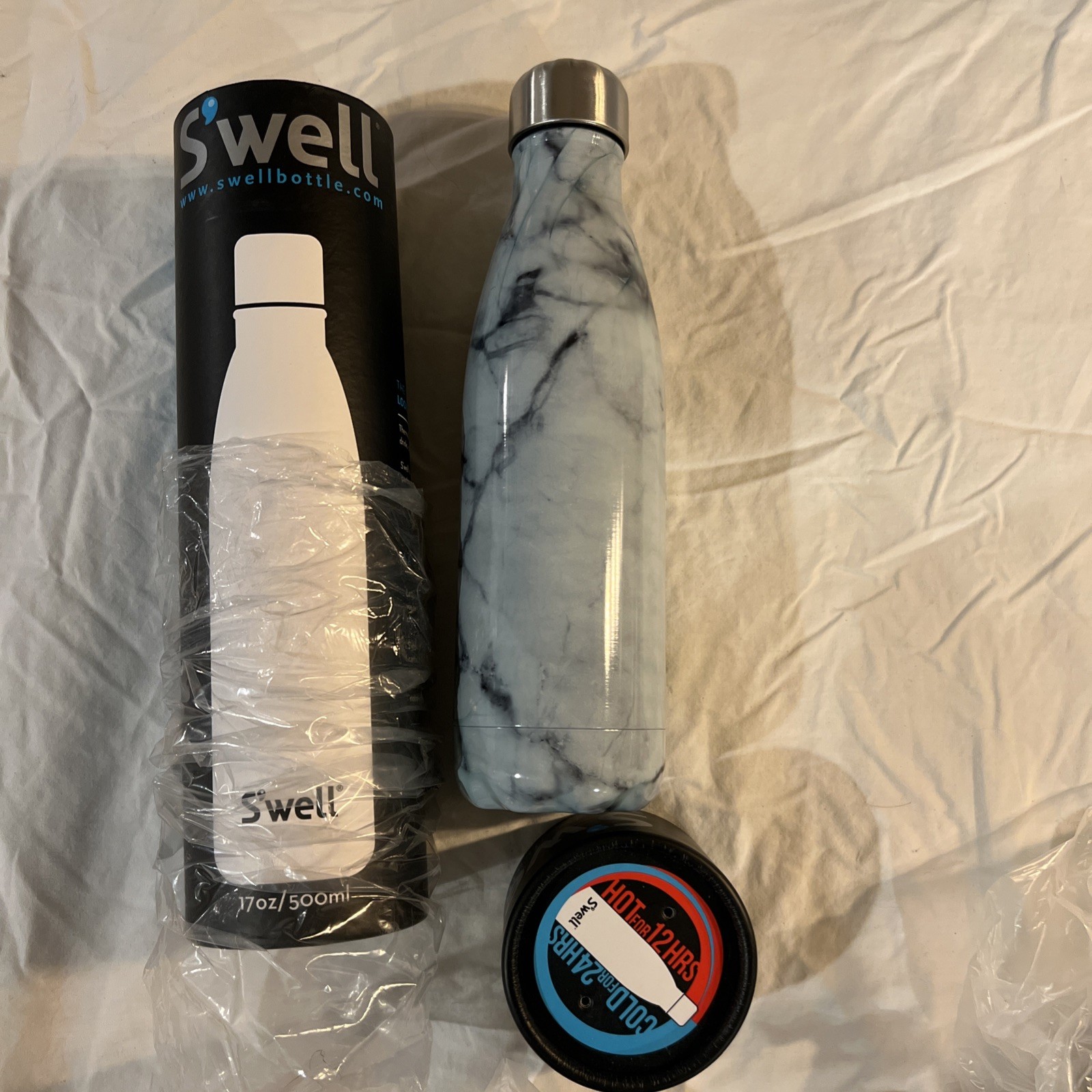 S'well 280990 Stainless Steel Water Bottle - 17 Fl Oz - White Marble