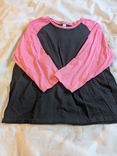 Hane's Women's Size XL Black And Pink Three Quarter Sleeve Basic Shirt Preowned