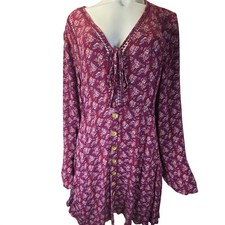 American Rag Floral Cottage Boho Peasant Fall Long Sleeve Midi Dress Womens XXL