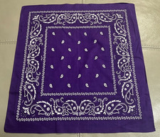 VTG Color Fast Purple, Black White Paisley Bandana/Scarf RN13960 NOSWOT  S