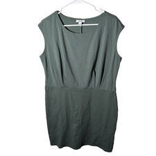 Nine West Dress Women's XL Green Sheath Sleeveless Round Neck Casual