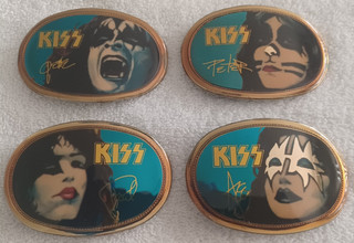 KISS Army Fan Club Pacifica Belt Buckle Set Lot Of 4 Vintage Aucoin 1977