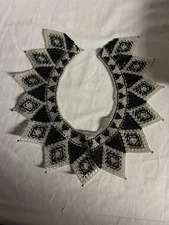 Vintage Accordion Bead Beaded Wide Collar Choker Statement Points Necklace