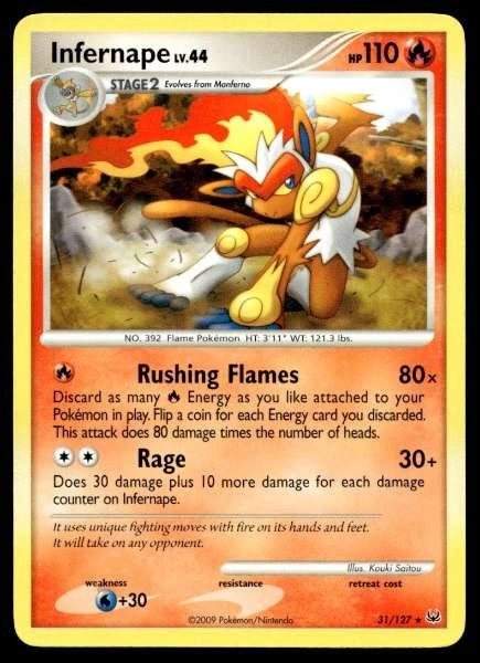 Infernape 31/127 Platinum Rare NM Pokemon TCG