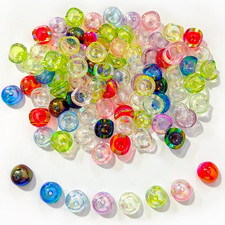 80Pcs Acrylic Flower Bead Caps for Jewelry Making Glitter 8X16Mm Half round Bead