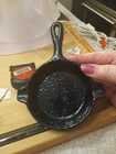 Vintage Wagner Ware Cast Iron Enameled Blue Speckled Ashtray Skillet Spoon Rest