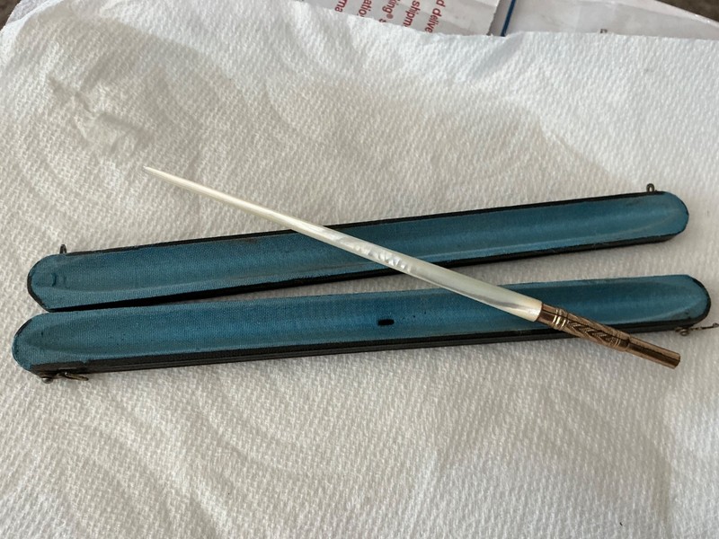 Civil War era cased Dip Pen. It has the typical mother-of-pearl handle