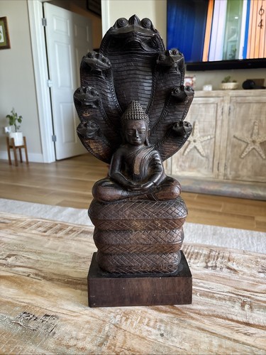 Antique Japanese Japan Buddhist Sculpture Wooden Wood Buddha - Picture 9 of 18