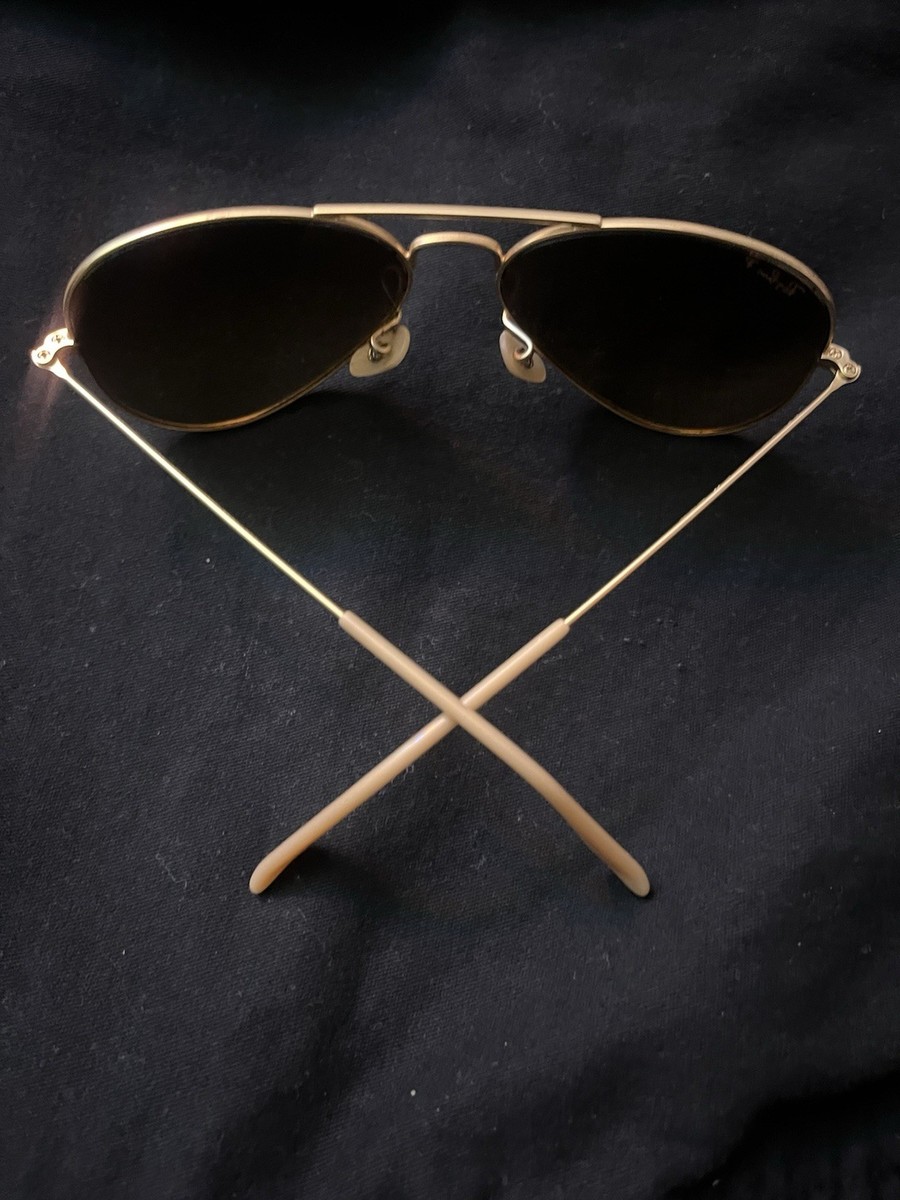 Rare Ray-Ban 55014 Aviator Sunglasses Gold Frame Polarized Lenses