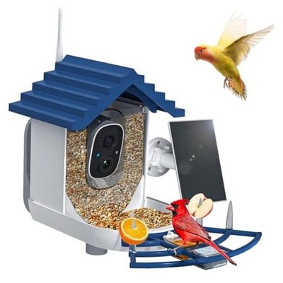 Smart Bird Feeder with Camera Solar Powered & AI Bi rd Indigo Blue