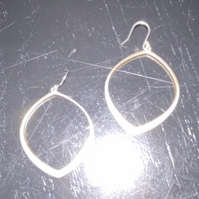 Silver-Tone Teardrop Hoop Dangle Hook Earrings 2.25in Drop No Stone
