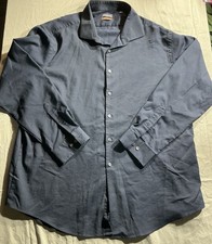 Van Heusen Stain Shield Slim Fit Stretch Men's Dress Shirt Dark Blue 2XL 34/35