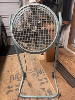 Vintage Westinghouse Inustrial Floor Fan Meal Cage Stand Fan Blue Working
