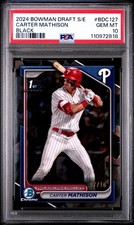 Carter Mathison 2024 Bowman Draft Sapphire Black Chrome Refractor PSA 10 /10