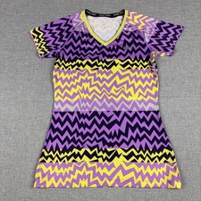 Nike Pro Dri-FIT Shirt Womens Medium Multicolor V-Neck Chevron Athletic Top