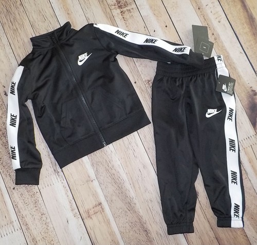 Nike Boys Track Suit Athletic Pants Jacket Baby Toddler Black White 2T NWT $48