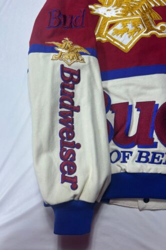 Vtg Budweiser Racing Ken Schrader NASCAR Jacket Men’s XL Jeff Hamilton Snaps - Picture 16 of 22