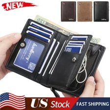 Waterproof Mens RFID Blocking Leather Wallet Credit Card ID Holder Zipper Purse